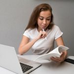 woman completing Maine divorce online